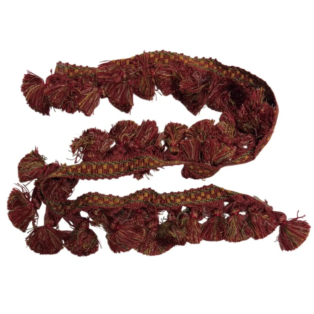 Vintage 1980s Upholstery Fringe Trim Lot Luxury Burgundy Gold Passamenterie DIY